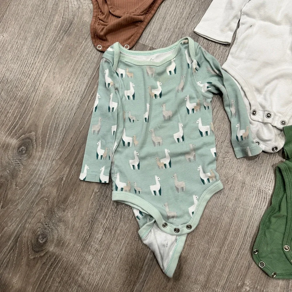 Baby Long Sleeve Bodysuit Bundle 6-9M HM Cloud Island Carter's Llama Ribbed‎ 5pc